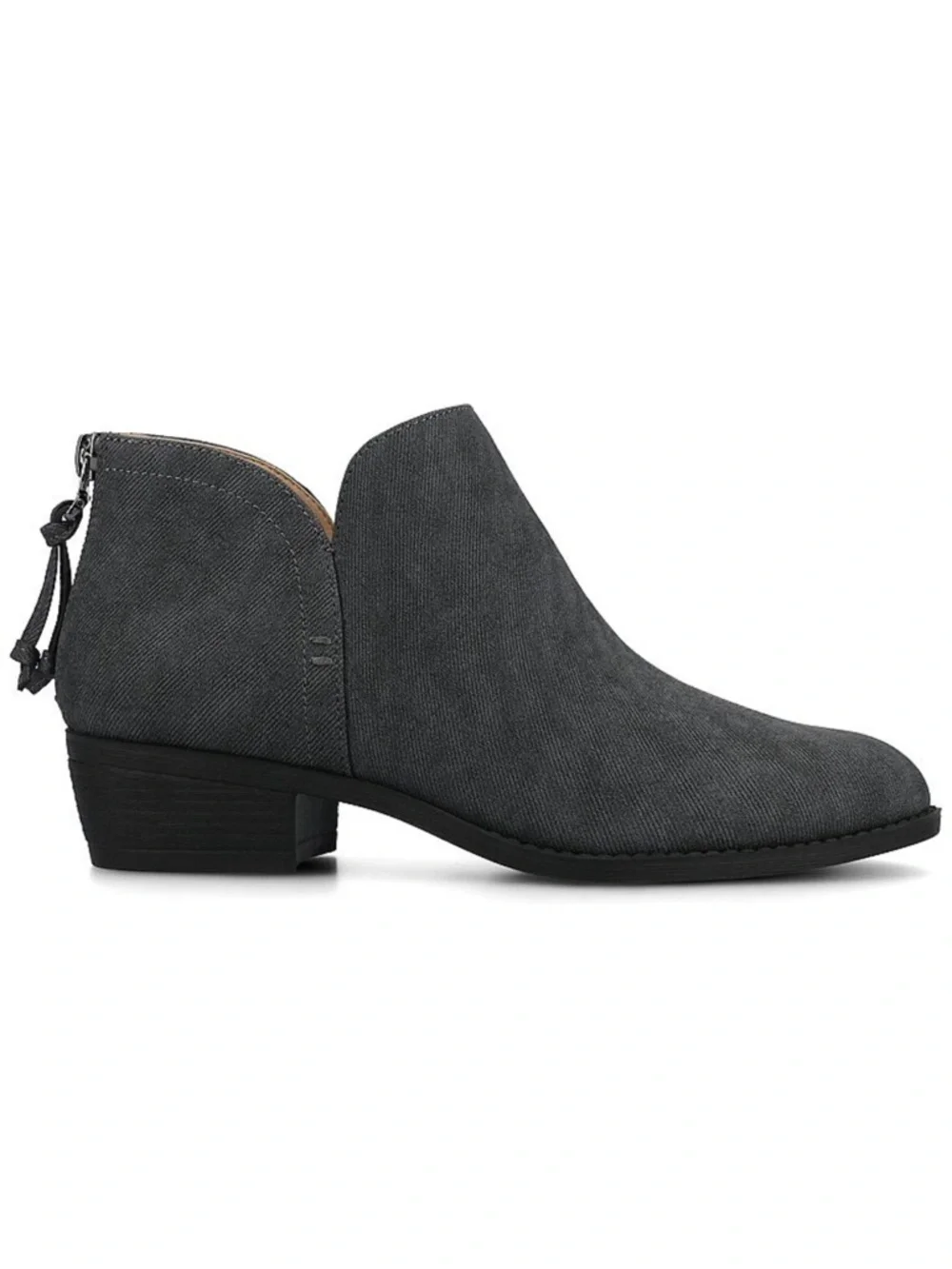Journee Collection Gray Suede-Look Ankle Booties